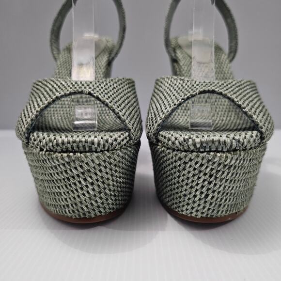 NEW Schutz Neith Straw Wedge Sandal Platform Green Raffia Size 9.5 - Picture 4 of 13